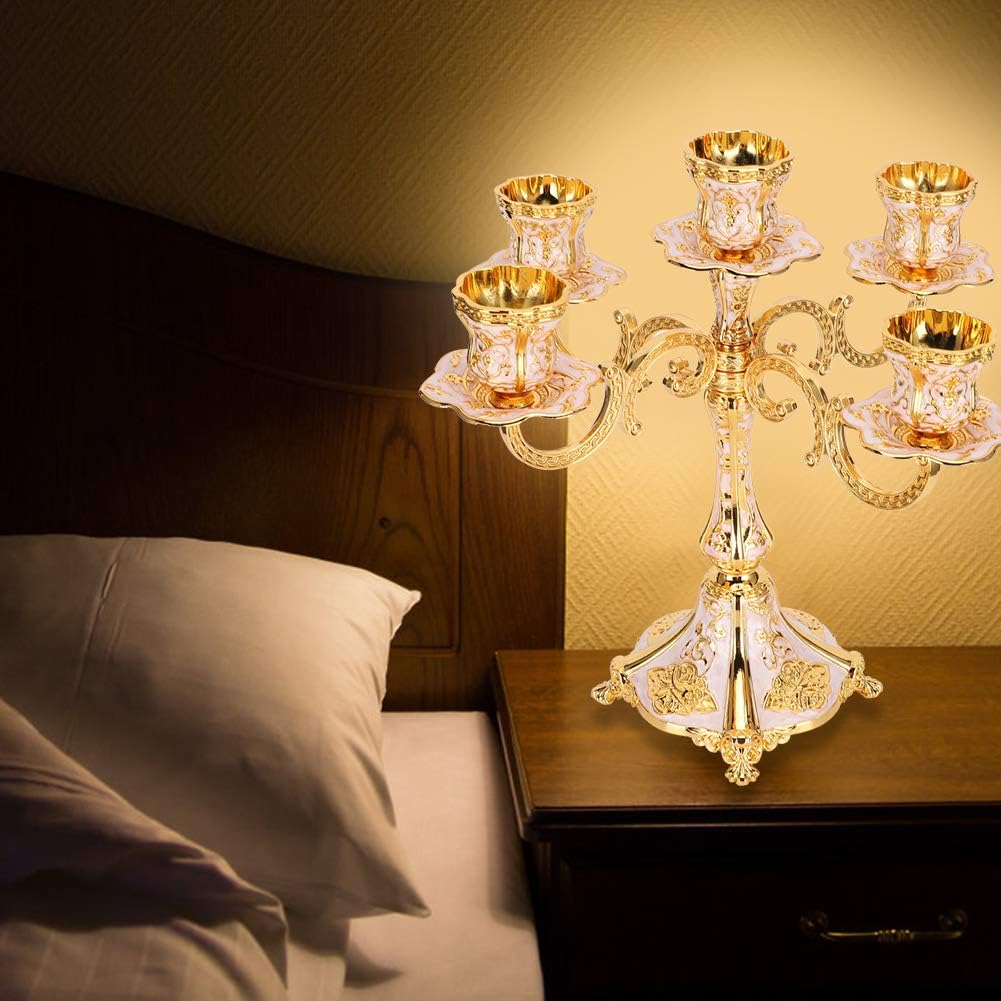 Embossed Candelabra, Rhinestone European Candle Holder, Stable Base with Delicate Design, Premium Alloy Material, for Wedding and Home Decoration