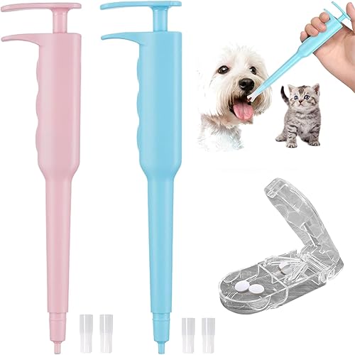 Kit 3 en 1 de tirador de píldoras para gatos, pistola de píldoras para mascotas, píldoras para perros, tableta para gatos, jeringa de punta suave y