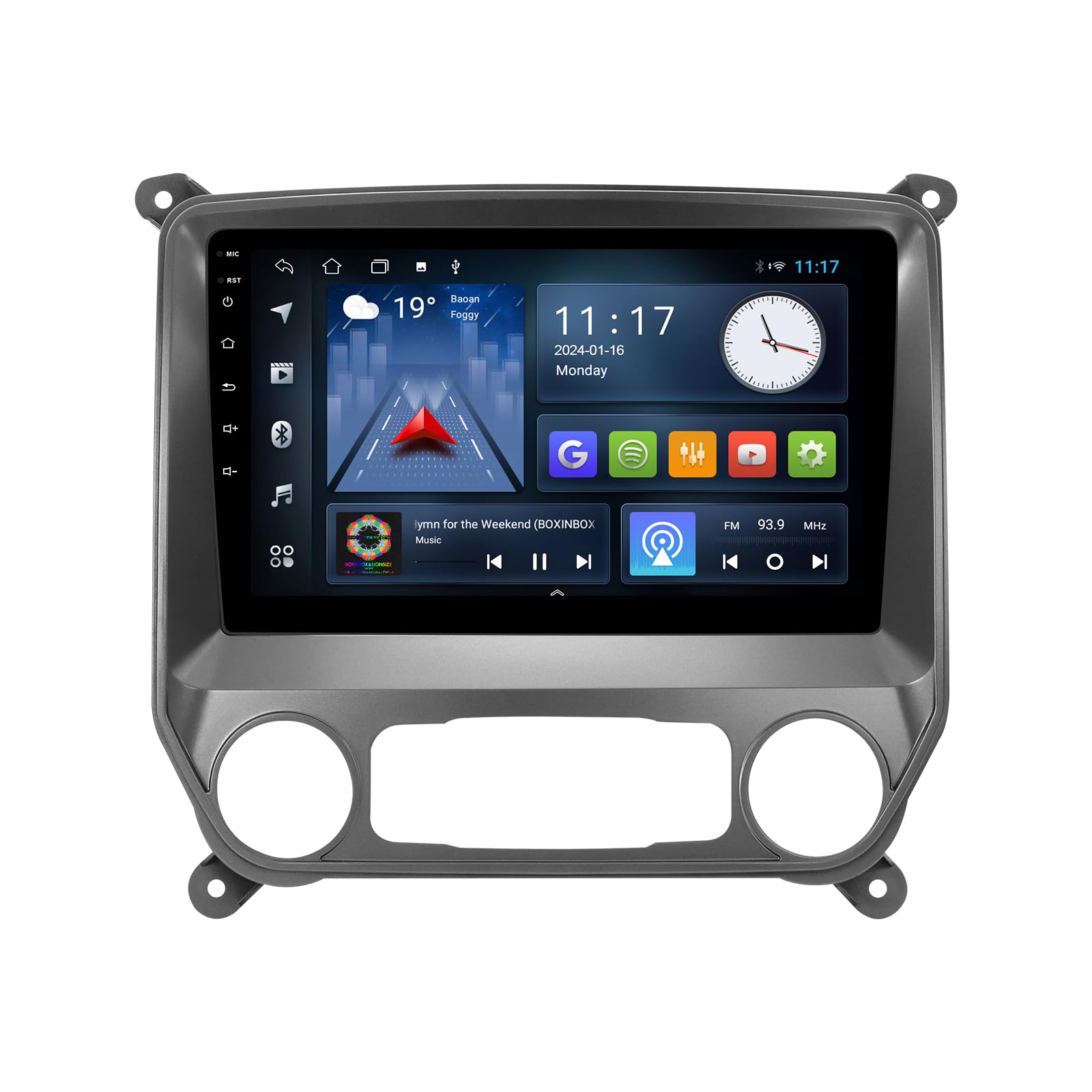 2+32G Android 12 Double Din Car Stereo for Chevrolet Silverado/GMC Sierra 2014-2018 with 10.1 Inch Touchscreen Radio Built-in Bluetooth5.4/WiFi6/Wireless Carplay/Android Auto/GPS/FM/AUX/Backup Camera