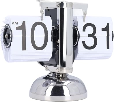 Retro Flip Desk Clock, Vintage Mechanism Clock Auto Digital Flip Down for Home and Office Decor White
