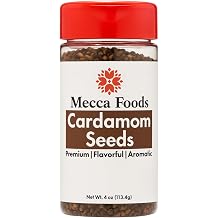 Cardamom Seeds 4 oz - Decorticated Whole Elaichi Seeds, No Pods - Ready to Grind for Baking, Coffee, Chai & Desserts, Non-GMO by Mecca Foods