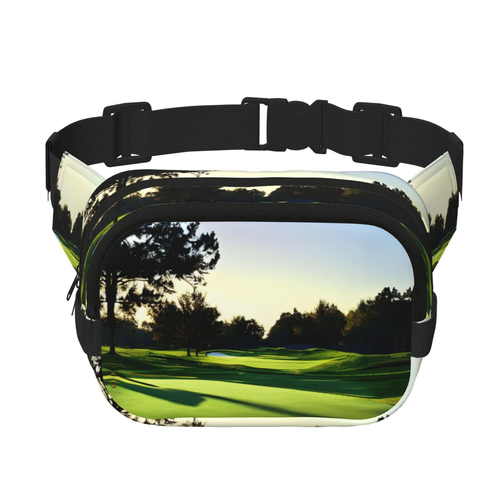 Riñonera con cremallera para campo de golf, bolsas cruzadas con correa ajustable para correr, ciclismo, Black, Talla única
