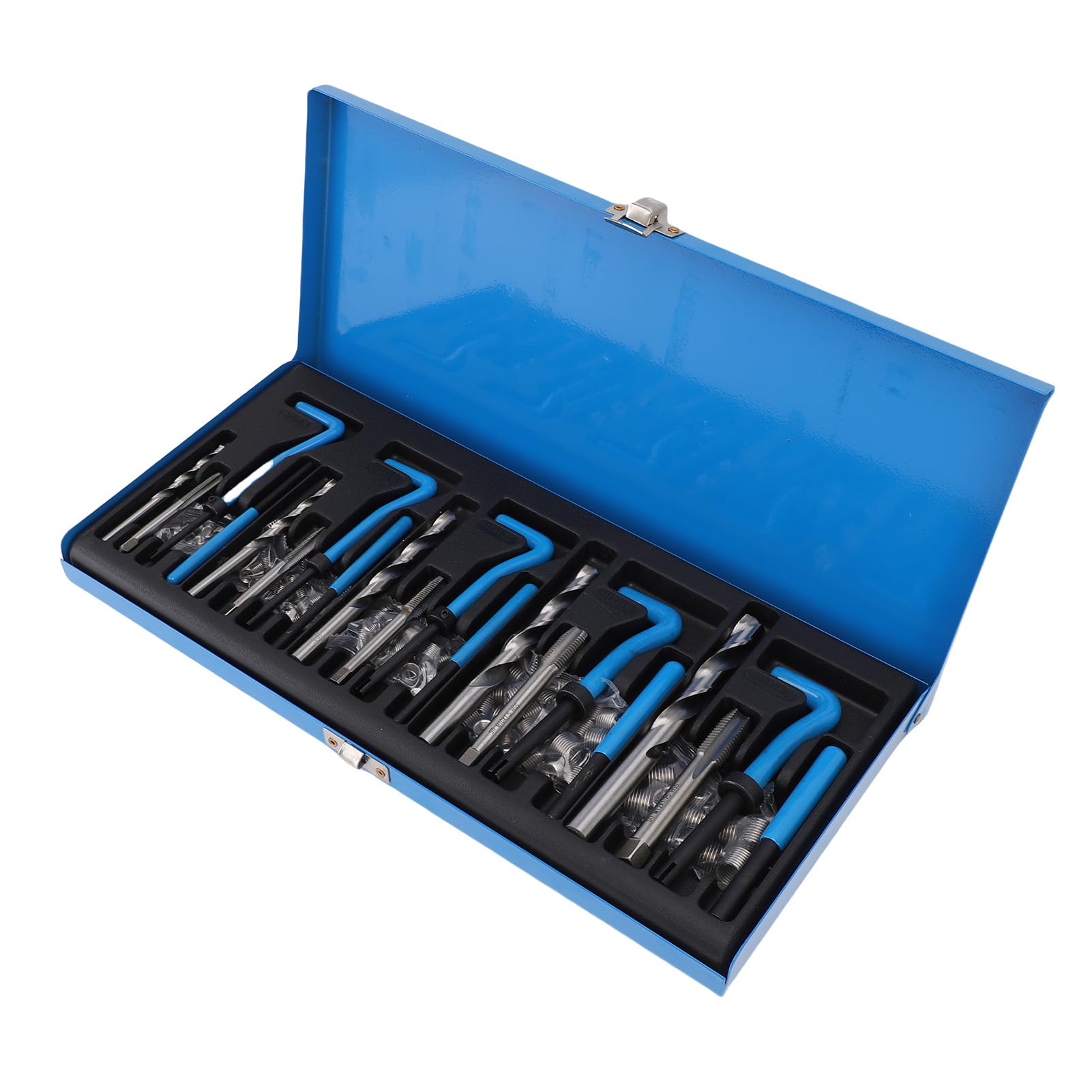 Keenso Kit di Riparazione Filettatura Metrica da 131 Pezzi, Punte da Trapano HSS Inserti Filettati M5 M6 M8 M10 M12 con Strumenti di Installazione, per Alluminio Ferro Acciaio al