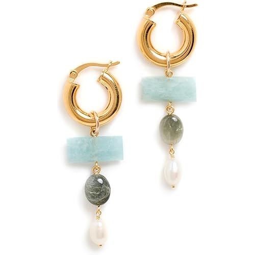 Chan Luu Women's Aquamarine Mix Linear Drop Huggie Earrings