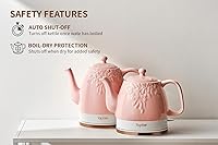Vista 3 de Toptier Tetera Eléctrica de Cerámica, Hierve Agua Rápidamente y Fácilmente, Base Giratoria Desmontable y Protección contra Hervido en Seco, Apagado