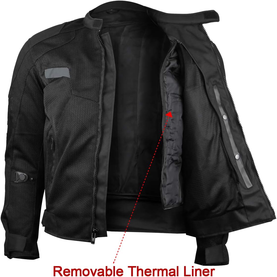 Vance Advance Lightweight Mens All Weather Season CE Armor Mesh Motorcycle Jacket (Black, 2XL) : Automotive