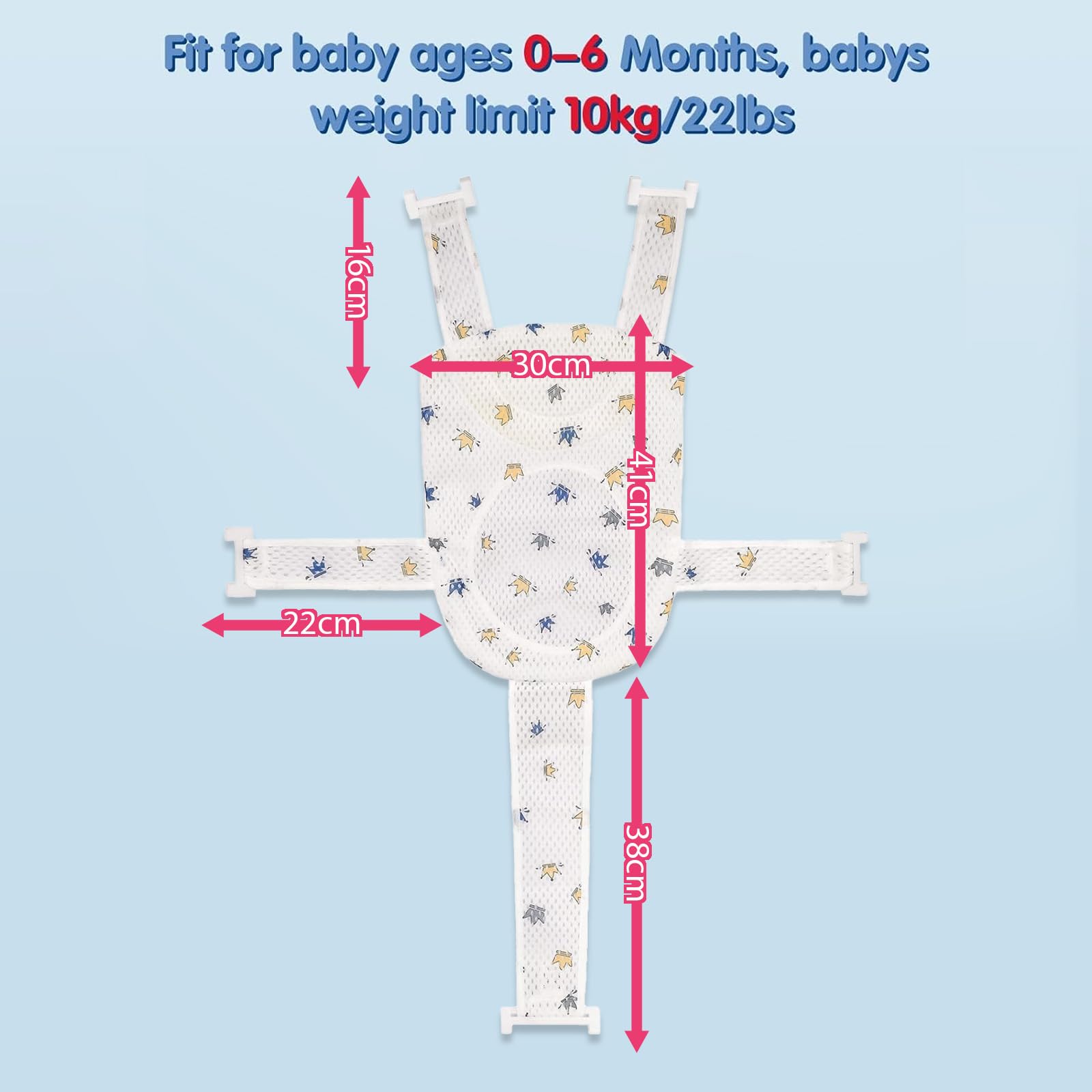 Coussin de Bain pour Bébé, Réducteur de Baignoire, Hamac avec 5 Sangles de Sécurité, Filet Respirant Anti-Glissant