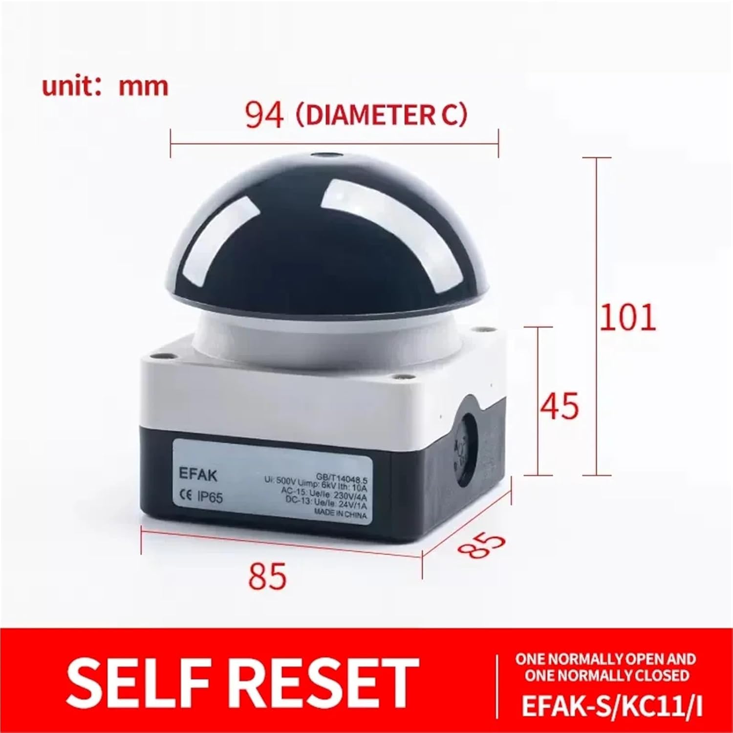 2 PCS Hand Clapper Foot Switch Large Mushroom Head Button Flame Retardant Waterproof Safety Emergency Stop Button Switch(Self Reset Black,2NO)