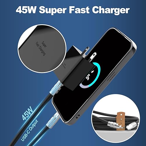 Miniatura 2 de Bloque de carga súper rápido USB C de 45 W PPSPD cargador de pared para Samsung Galaxy S24+S24UltraS23+S22+S22UltraS21Note10+, Galaxy Tab S9+S8+ con