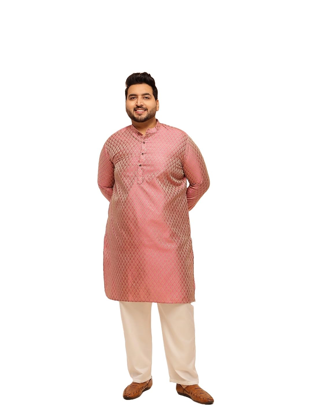 sojanya Plus (Since 1958) Men's Jacquard Silk Self design Kurta & White Pyjama Set-picture-17