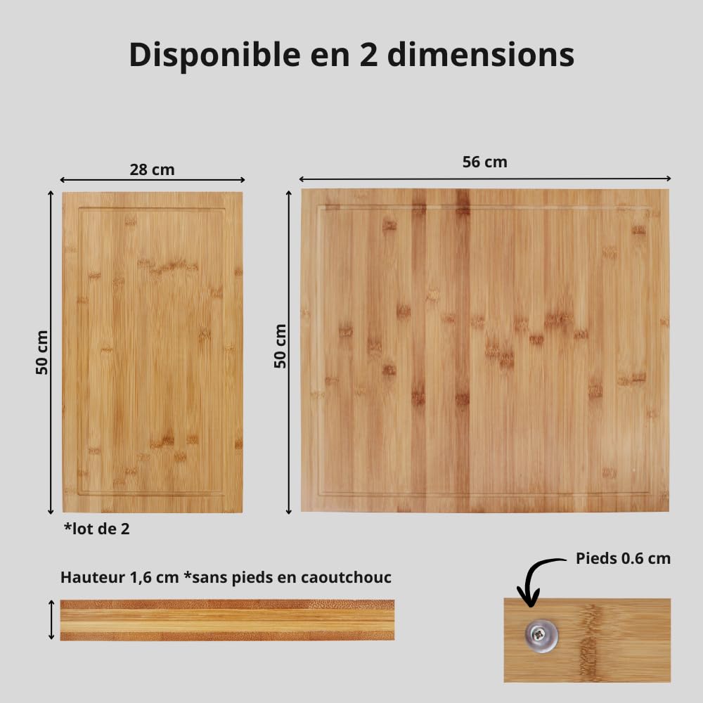 HeRo24 Planche à découper en bambou Planche de protection pour plaque de cuisson standard 56 x 50 cm