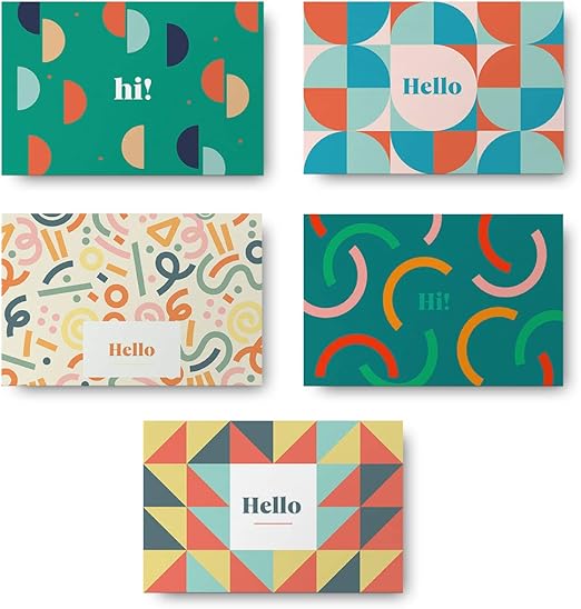 Rileys All Occasion Greeting Cards with Envelopes | 5 Colorful Designs, Blank Note Cards, Perfect for Business, Thank You, Gift Cards, Graduation, Baby Shower (50-Pack)