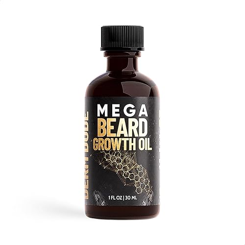 Derm Dude Mega Aceite de crecimiento de barba con aceite de jojoba, aceite de menta japonesa, aceite de ricino, aceite de aguacate y más. Promueve