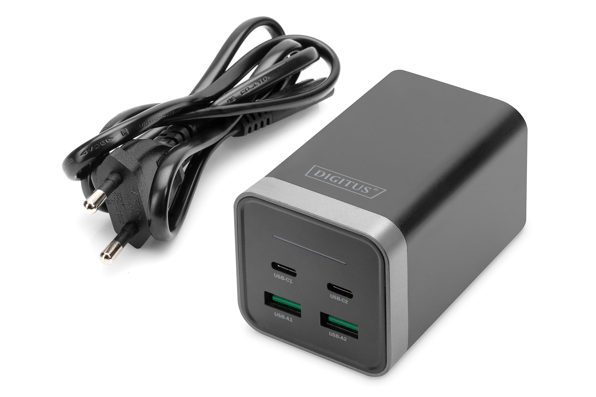 DIGITUS Caricabatterie universale GaN 150 W - 2 porte USB-C - 2 porte USB-A - Caricabatterie veloce Power Delivery 3.0 (PD 3.0) - Per iPhone, iPad, Samsung Galaxy, Pixel, Xiaomi, Motorola, Huawei