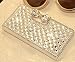 White Luxury 3D Fashion Bling Diamond Bow Bone PU Flip Wallet Leather Case Cover For Smart Mobile Phones (Samsung Galaxy Mega 6.3 i9200, White)
