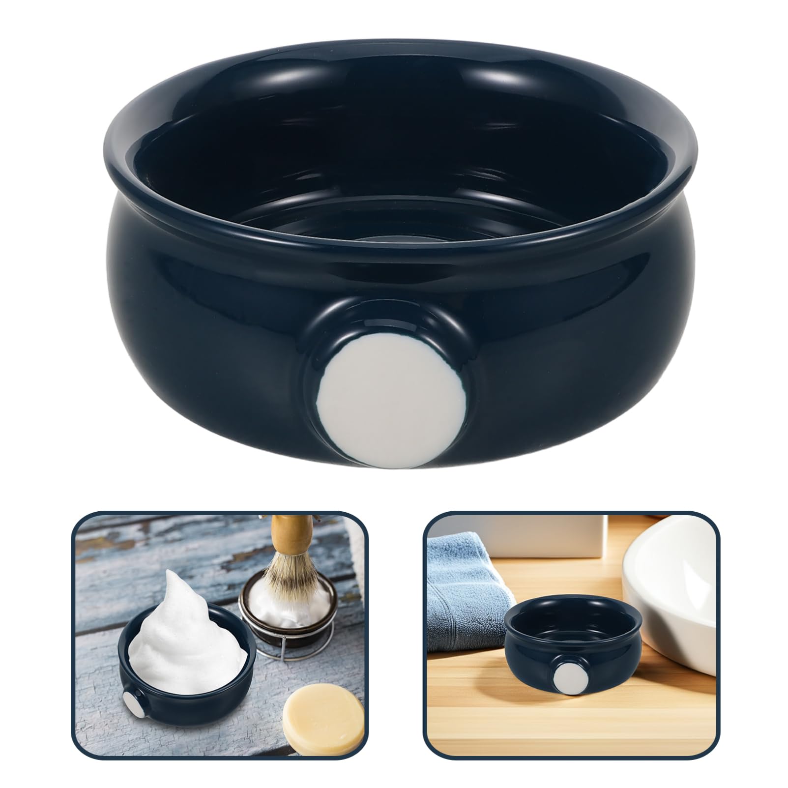 FRCOLOR Ciotola per Schiuma da Barba in Materiale Vetrificato Elegante per Uomini, Creazione Rapida di Schiuma, Multifunzionale, per Uso Domestico da Viaggio