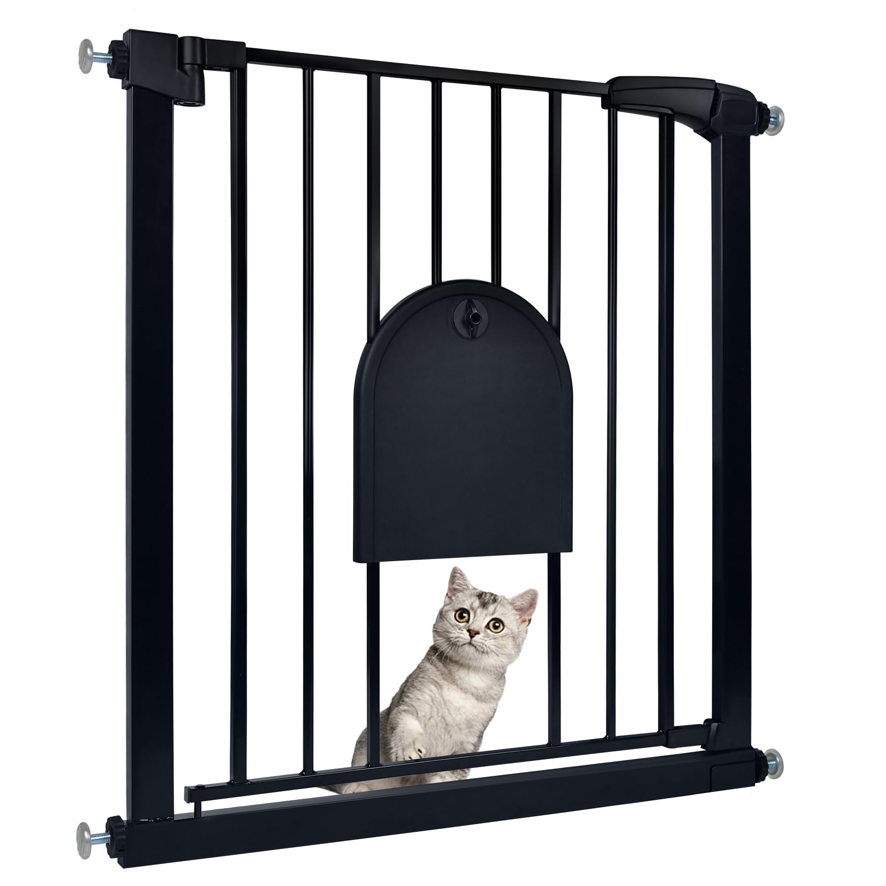 Froadp Türschutzgitter Baby Treppengitter 75-85cm Kindergitter ohne Bohren Türgitter mit Tür für Hunde und Katzen Beidseitig Schwenkbar Absperrgitter Automatisch Haustier Gittertür, Schwarz