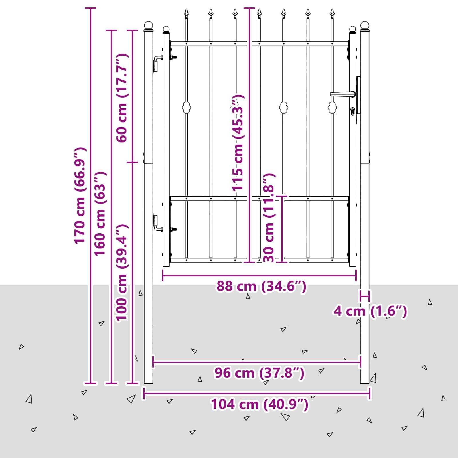 HORST - Cancello per recinzione in metallo, 100 x 125 cm, nero | Design anti-salita, verniciatura a polvere resistente alla corrosione, meccanismo di chiusura stabile, stile moderno