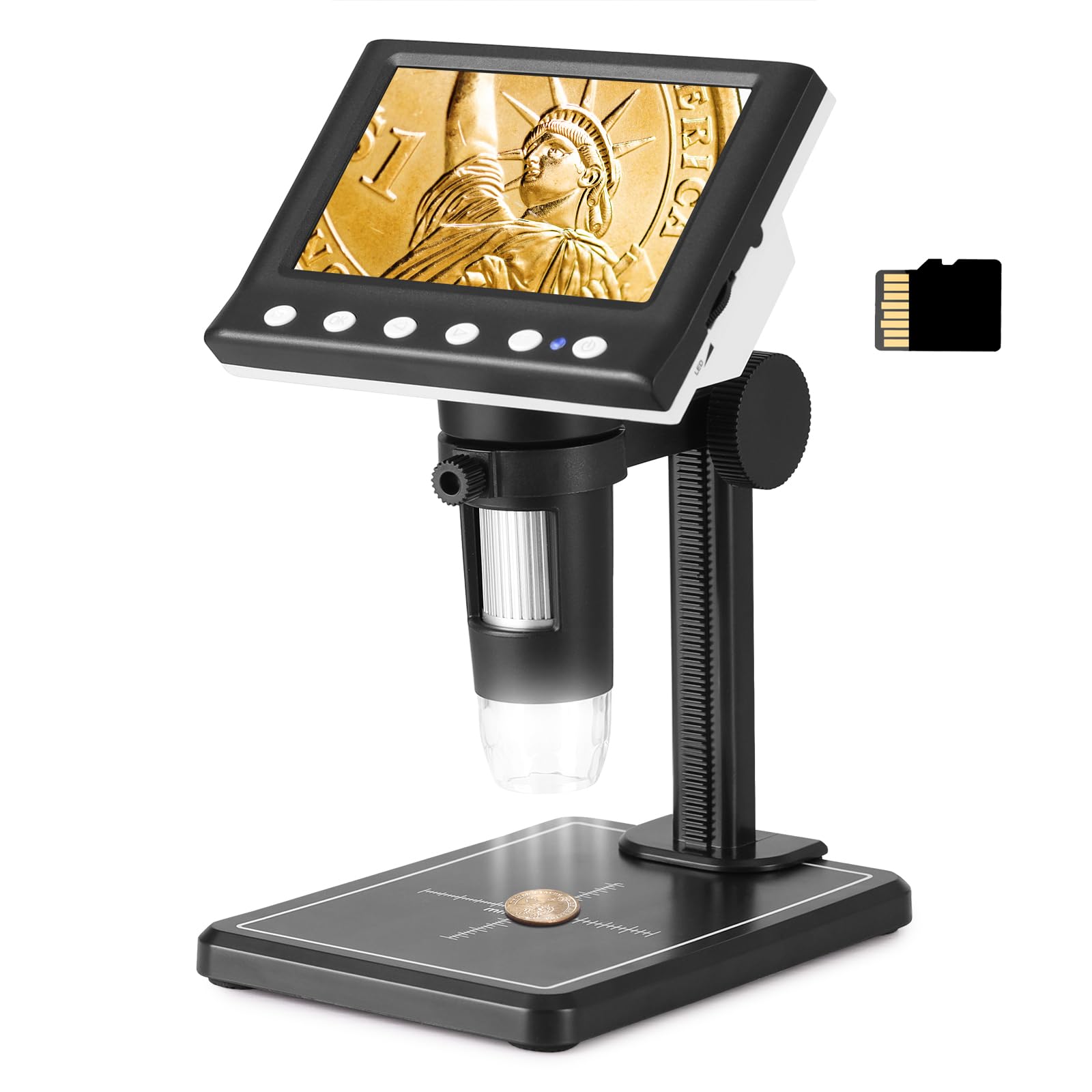 Koolertron Microscope Numérique 4,3 Pouces avec Carte TF 32G Lumière 8 LED 1000X Microscope Professionnel pour Réparation de Circuits Imprimés