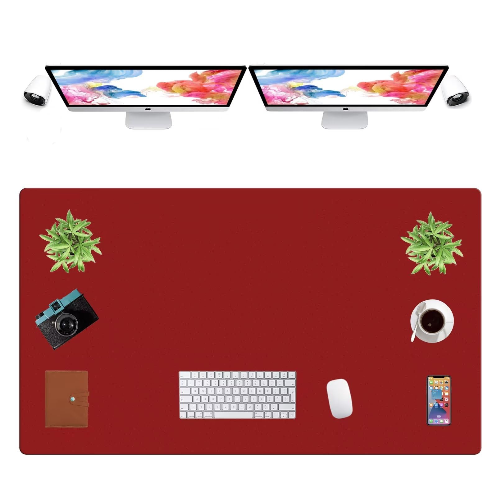 LL-COEUR Extra Large PU Leather Desk Mat Large Mouse Pad XXL Waterproof Table Mat Office Laptop Writing Pad (51.2 x 29.5 inch, Burgundy)