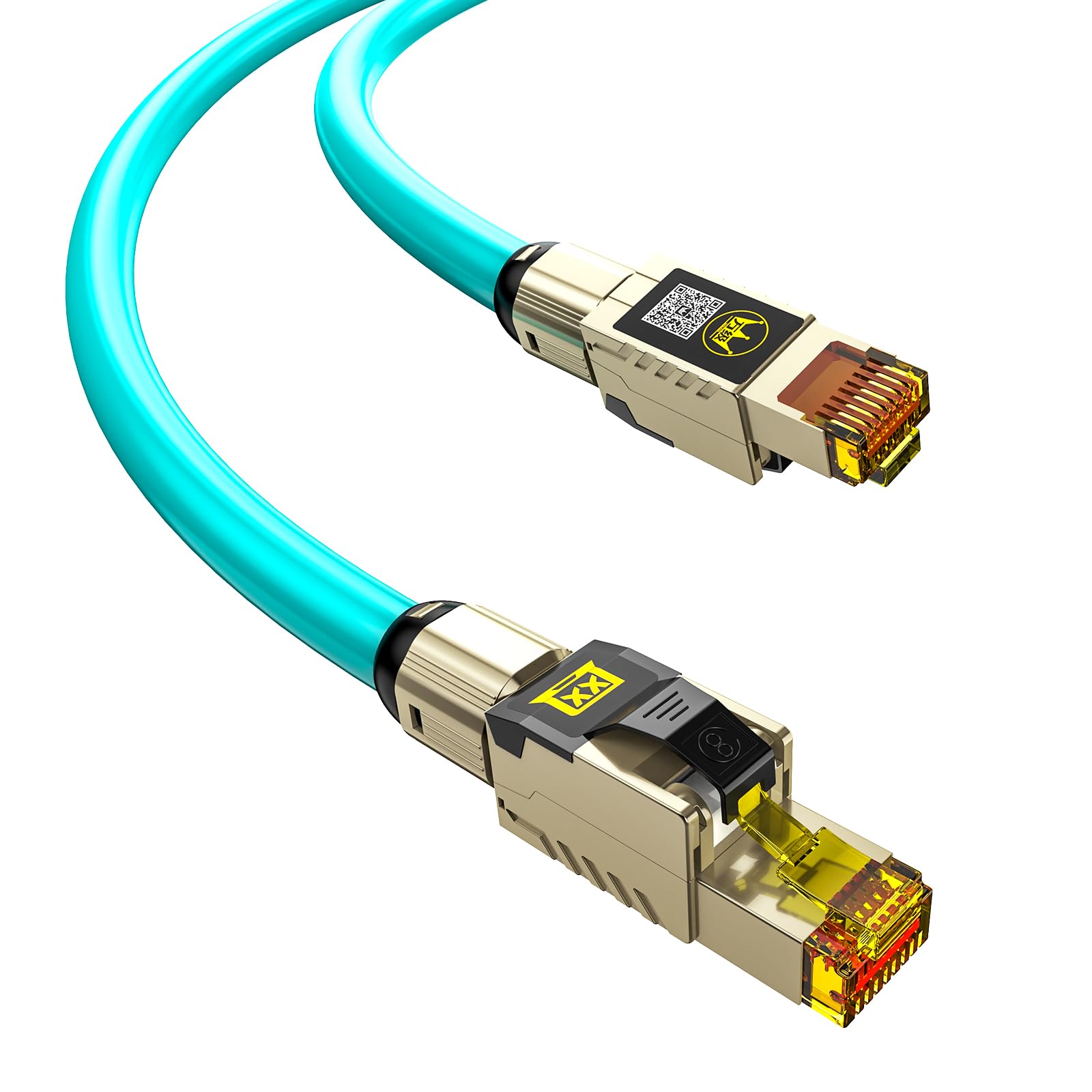 Cable Ethernet Cat 8 de 1.5 pies, cable de conexión LAN de red de alta velocidad, 40 Gbps 2000 MHz SFTP RJ45, cable plano de Internet blindado en la pared, interior y exterior para módem