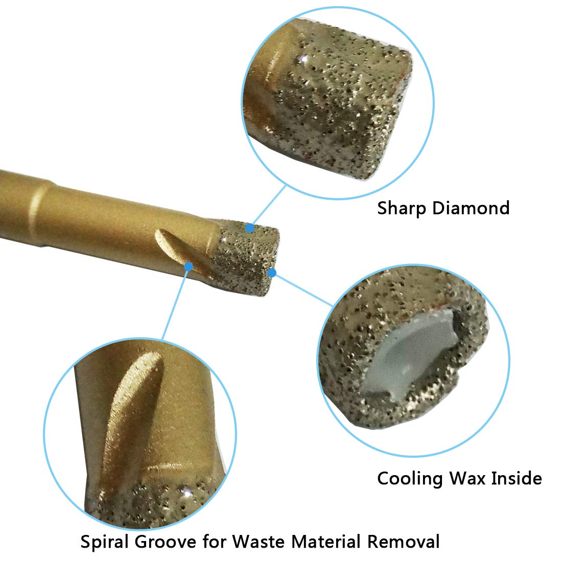 Jashtool Diamond Drill Bits 3 PCS 8mm 5/16 inch Ceramic Diamond Hole Saw Set with Wax Insert Cooling for Ceramic Tile Porcelain Marble Granite Stone Rock Glass