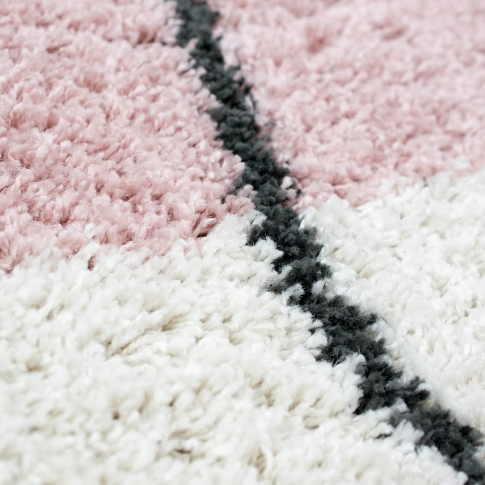 Tapis Design Formes Rondes Rose Crème 160x230cm - Teppich-Traum, Facile D'entretien