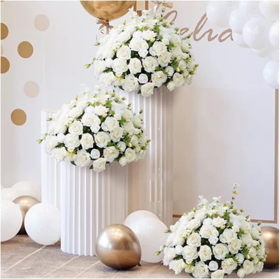 Large White Rose Hydrangea Artificial Flower Ball Wedding Table Centerpiece Floral Ball Party Stage Deco Props 35/40/50/60cm 35CM