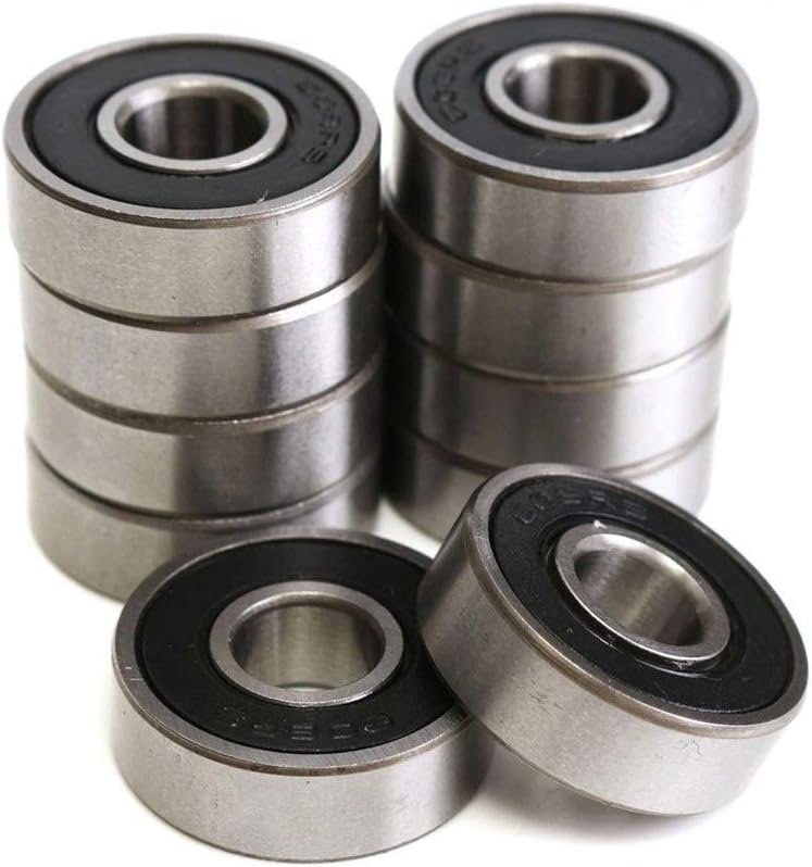 608RS 8 x 22 x 7 mm Deep Groove Ball Bearing, 10 Pcs 608 2RS, Double Black Rubber Sealed Ball Bearings, Fit for Skateboard Bearings, 3D Printer RepRap Wheel, Roller Skates, Inline Skates (Pack of 10)