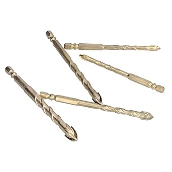 Drill Bit, Drilling Bits Tool 5Pcs 1/4in Hex Shank for Concrete for Glass for Tile(Gold)