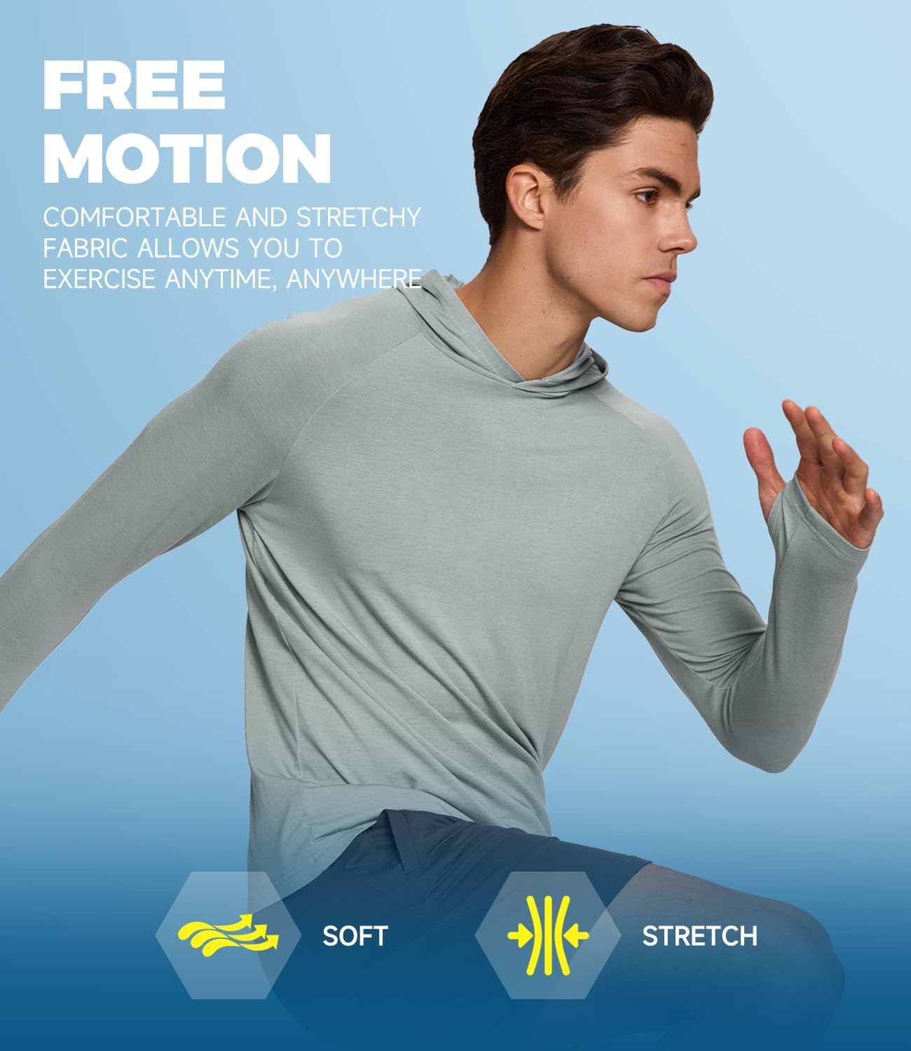 BAMBOO COOL Men's UPF 50+ Sun Protection Hoodies Soft and Lightweight Long Sleeve SPF Fishing Thumbhole Shirts Hooded - Image 5