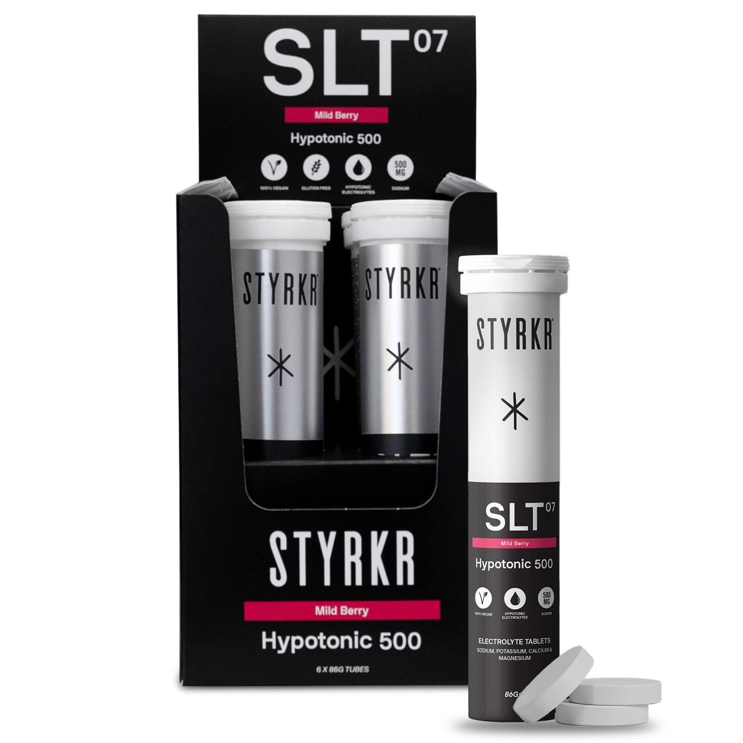 Sponsored Ad – Electrolytes Tablets by Styrkr - Berry - 6X Pack of 12 Hydration Tablets - 500mg per Serving - 2X Higher Salts - Used by Endurance Athletes - Advanced Quad-Blend Formulation - SLT07 12x per Tube