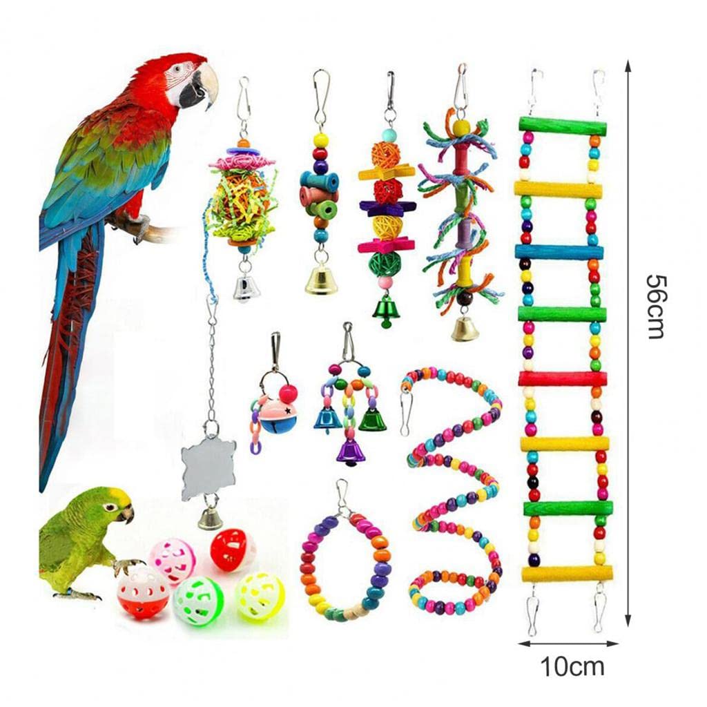 Kit de 15 Jouets pour Perroquets, échelle pour Cage, Accessoires pour Perruches et Jouets Suspendus