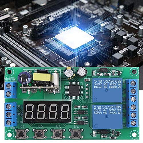 Jadpes Two Delay Relay Modules, AC 220V Dual Channel Delay Relay Module Multifunctional Pulse Trigger Cycle Timer 0.01s-999m for Arduinos, Raspberry Pi, PIC or WiFi, Relay Shield