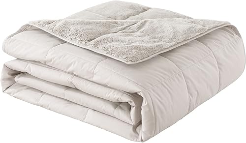 Miniatura 10 de feather & loom Manta reversible de plumón alternativo, microfibra que se invierte en una felpa acogedora, relleno alternativo de plumón