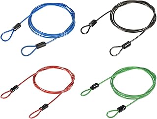 M METERXITY 4 Pcs Security Cables - Plastic Coated Steel Locking Rope Apply to Outdoor/Bicycle/Travel (2.5mmx1m, Black,Green,Blue,Red)