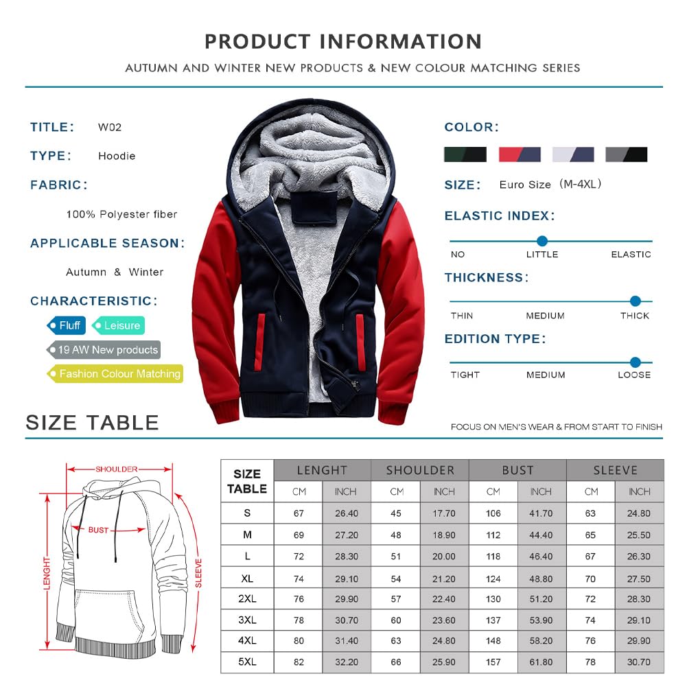 AOTORR Sudaderas con capucha para hombre, chaqueta de forro polar con cremallera completa, abrigo de invierno cálido de gran tamaño con cremallera y bolsillos