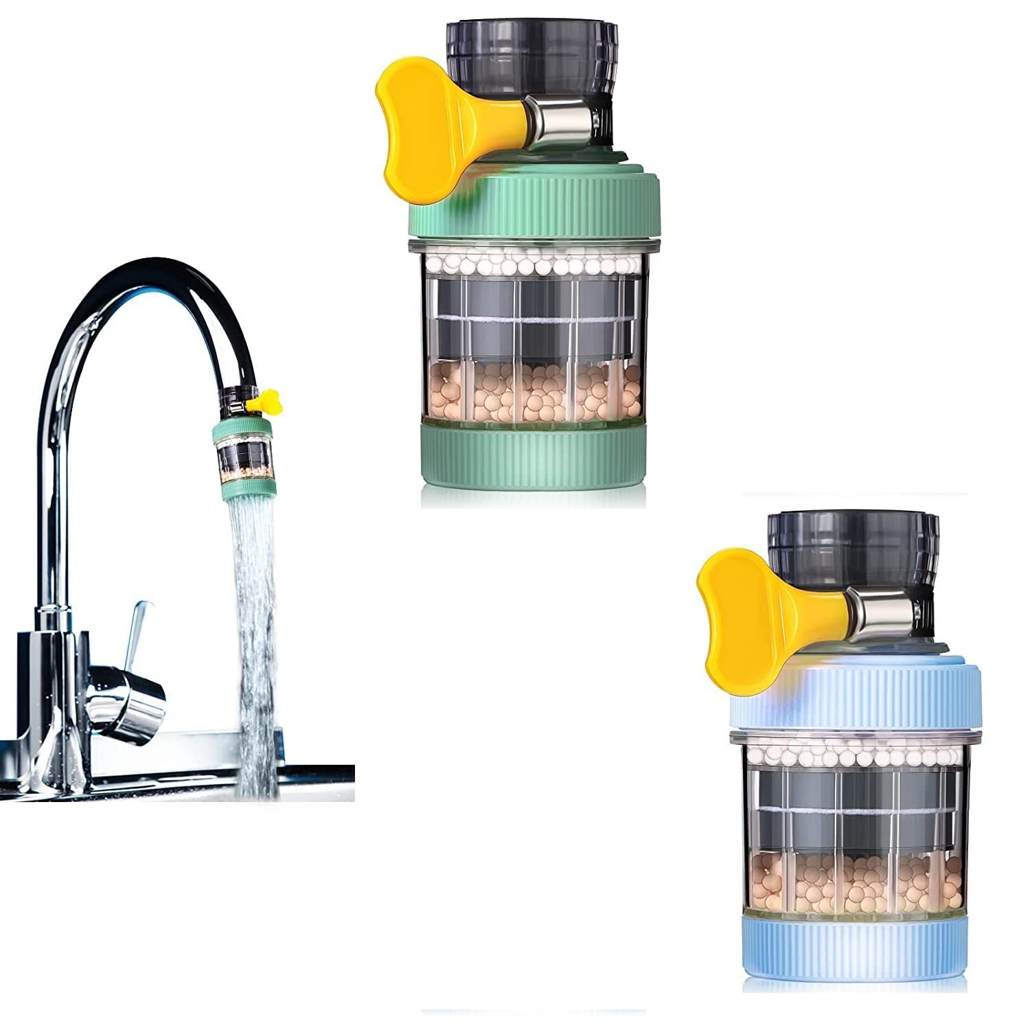 AKRIZA Water Filter Tap and Purifier Faucet, Hard Water to Soft Water Converter for Drinking, Chlorine Remover 6 Layer Carbon Activated Purification Cartridge for Kitchen Sink and Tap (1 pcs)