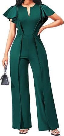 sexycherry Formal Jumpsuits for Women Dressy Long Straight Pants with Belt