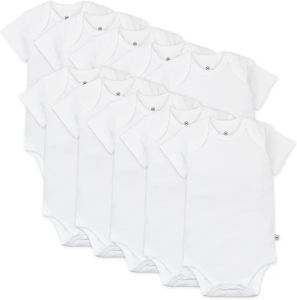 Honestbaby 10-Pack Short Sleeve Bodysuits One-Piece 100% Organic Cotton for Infant Baby Boys, Girls, Unisex