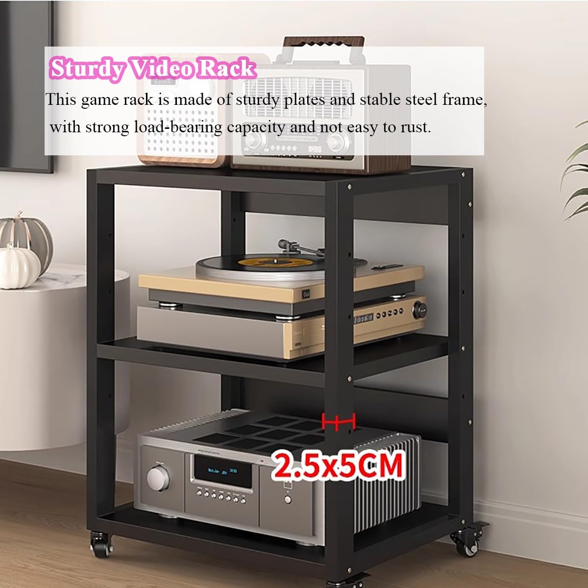 Torre de Audio y Video de 5 Niveles, Soporte para Medios AV, gabinete estéreo, Club de Cine en casa, Altavoz, Amplificador, Receptor, Reproductores de CD, Consola de Juegos, Unidad