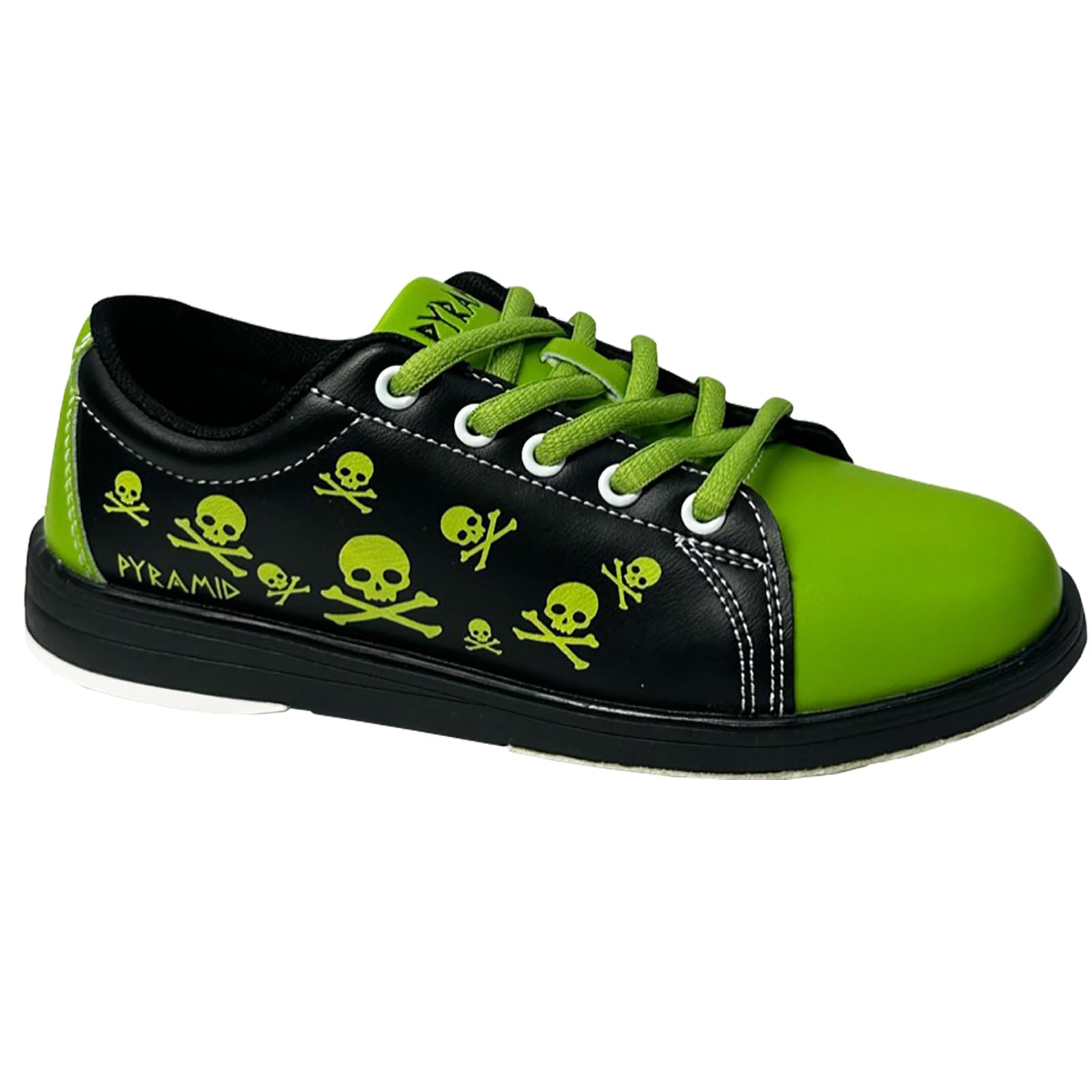 PyramidYouth Skull Black/Green Bowling Shoes - Universal Slide Soles