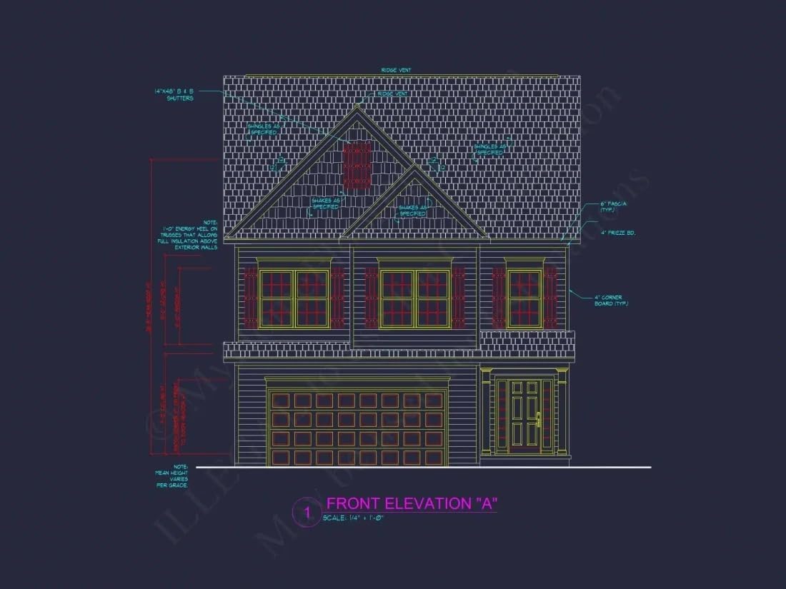12-2761 HOUSE PLAN - Modern Traditional House Plan with CAD-Ready Blueprints