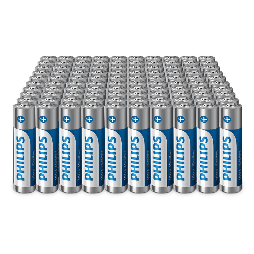Philips Philips Ultra AAA Alkaline AAA Batteries - Ideal for Businesses and High-Usage Homes, Pack of 100
