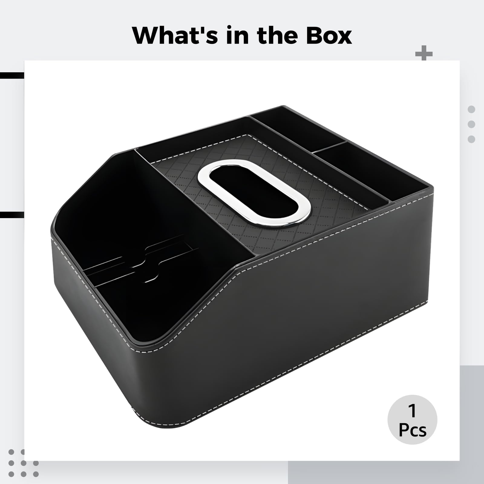 Generisch Auto Sitz Organizer mit Tablett, multifunktionale Mittelkonsole Aufbewahrungsbox für Front und Rücksitz, Leder, mit Taschentuchbox und Trennfächern, Schwarz, für Handy, Schlüssel und mehr