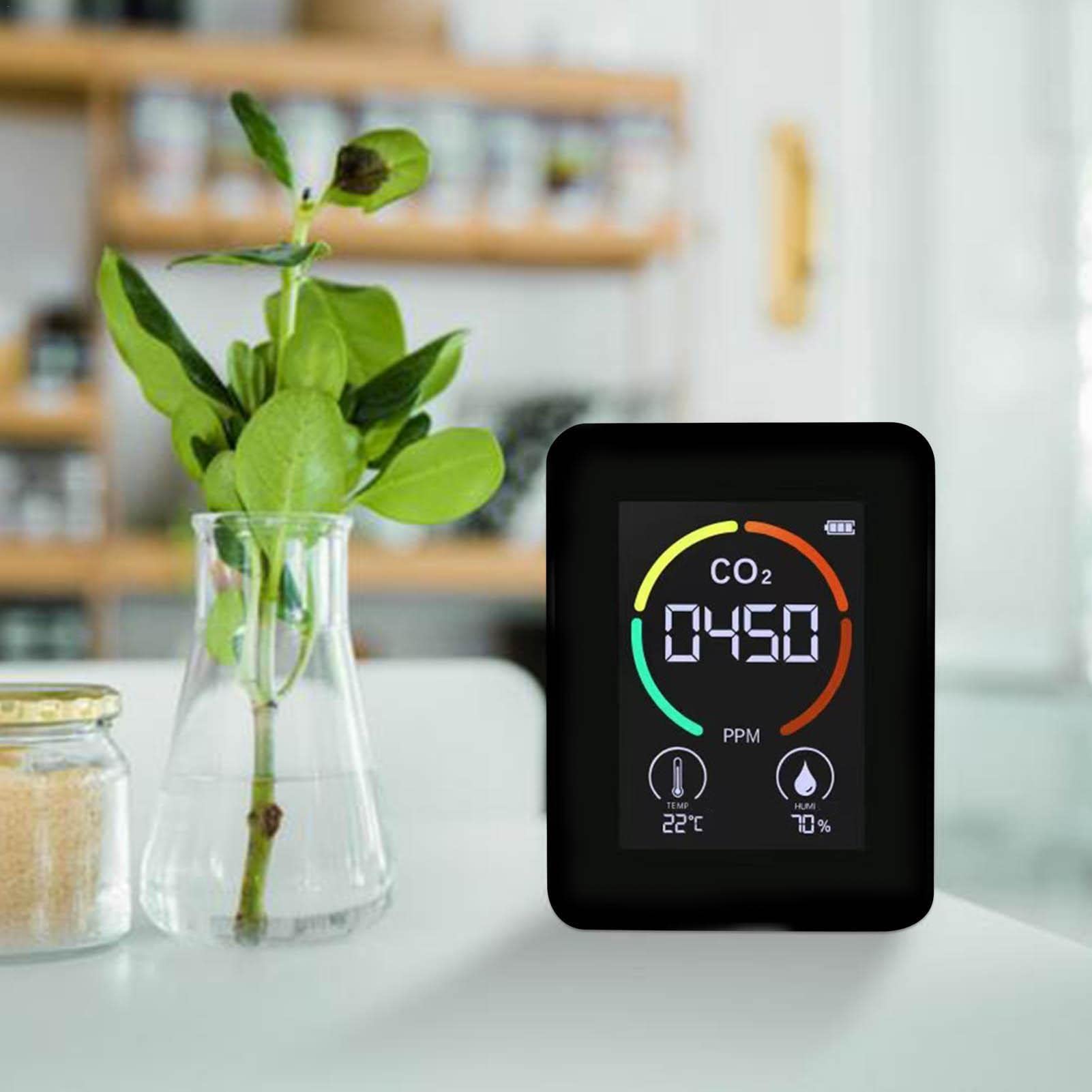 Calidad Aire Detector Co2, Medidor Co2, Comprobador Dióxido Carbono/Humedad/Temperatura, Homologado para Salas, Oficinas Y Diversas Ocasiones