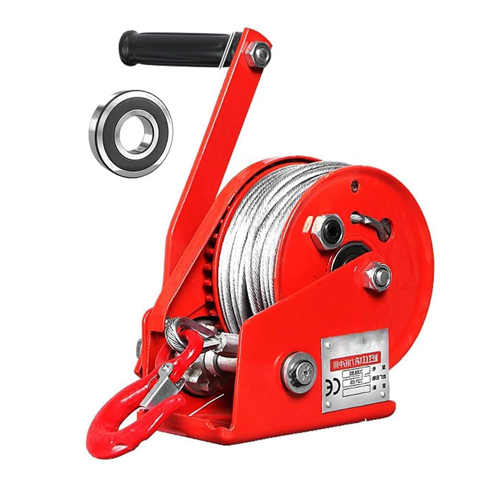 KK-GAL Come Along Winch, Portable Trailer Boat Winch, Heavy Duty Hand Winch with 10M Steel Cable, Heavy Duty Power Cable Come Along Tool with Dual Gears, Two-Way Ratchet Cable Winch,2600lbs