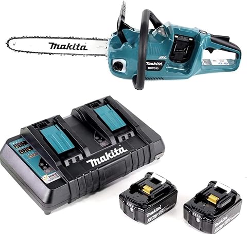 Makita DUC 353 PF2 Batería Motosierra 36 V (2 x 18 V) Brushless 35 cm + 2 baterías de 3,0 Ah + cargador doble