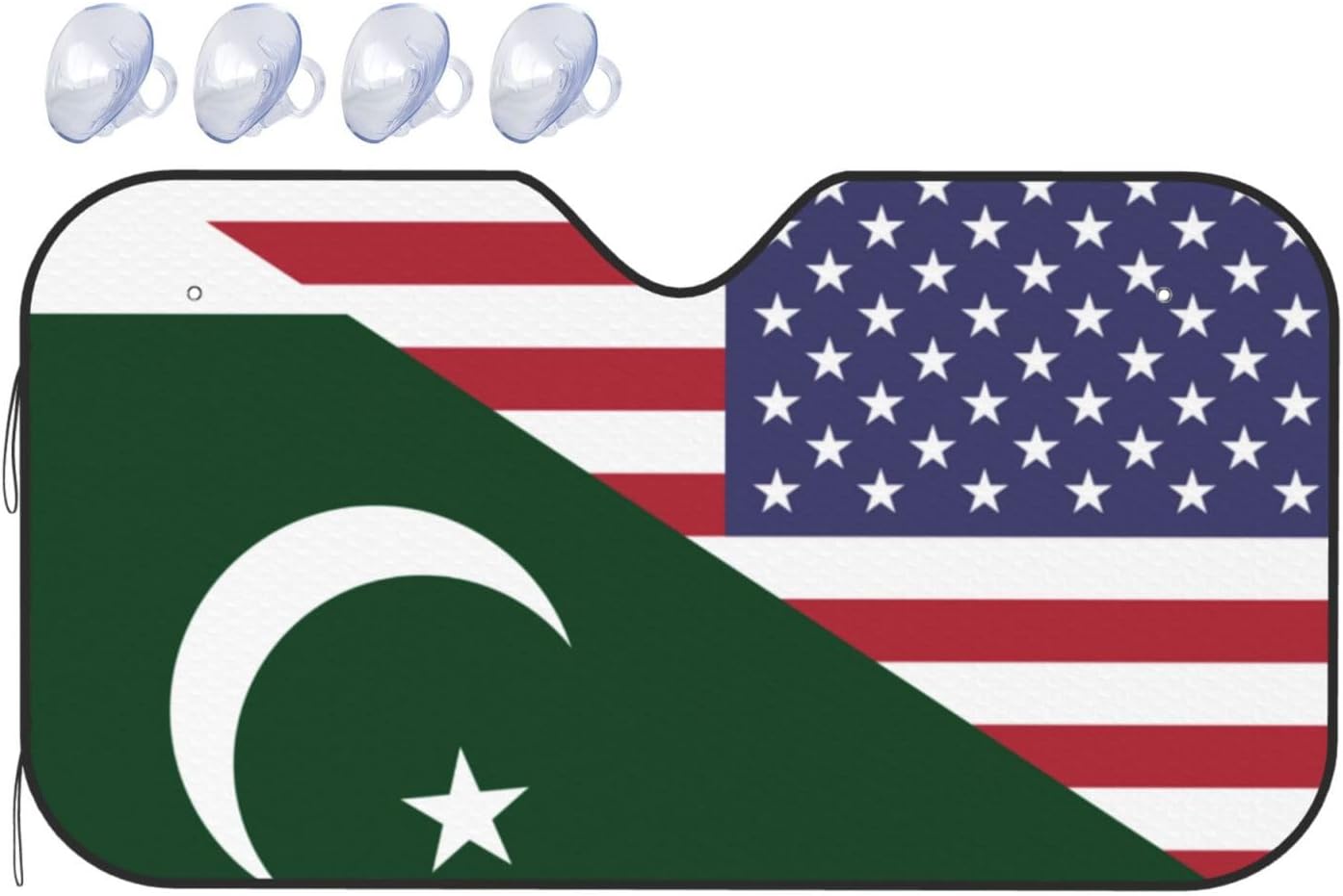 America Pakistan Friendship Flag Foldable Car Windshield Sunshade Blocks Heat and Sun Glare Uv Rays