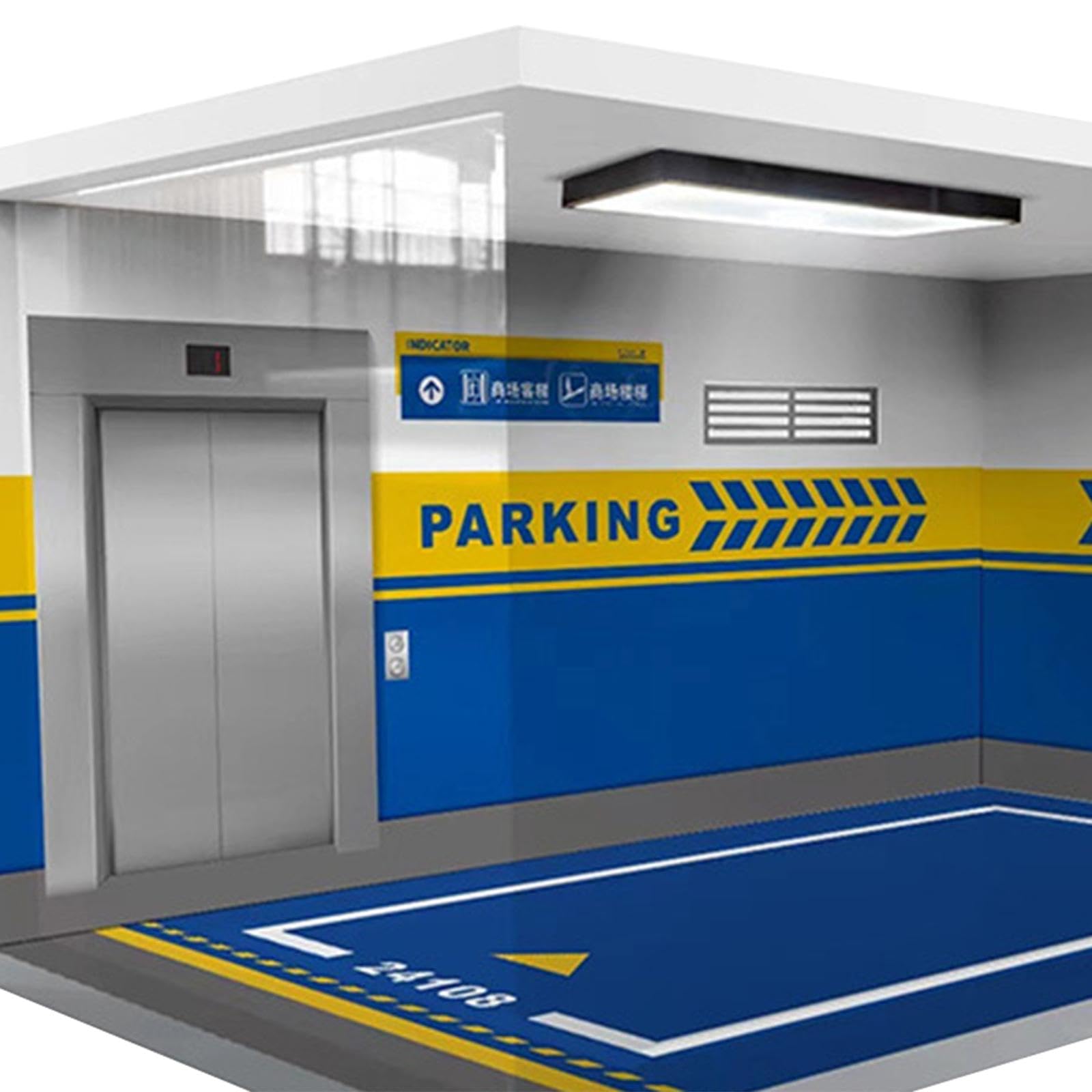 MagiDeal Vitrine de voiture, modèles à échelle 1/18, Simulation de Garage, Parking avec lumières, jouet de scène de véhicule en acrylique, bleu